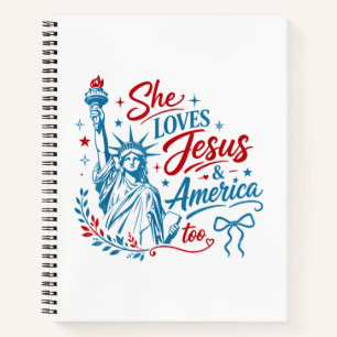Ze houdt ook van Jezus en Amerika 4 juli Christus Notitieboek