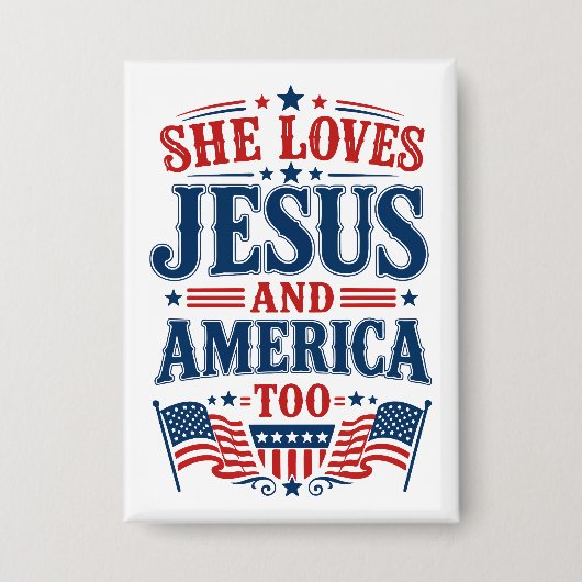 Ze houdt ook van Jezus en Amerika Button (Voorkant)