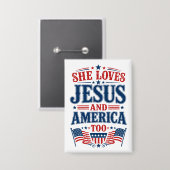 Ze houdt ook van Jezus en Amerika Button (Voorkant / Achterkant)