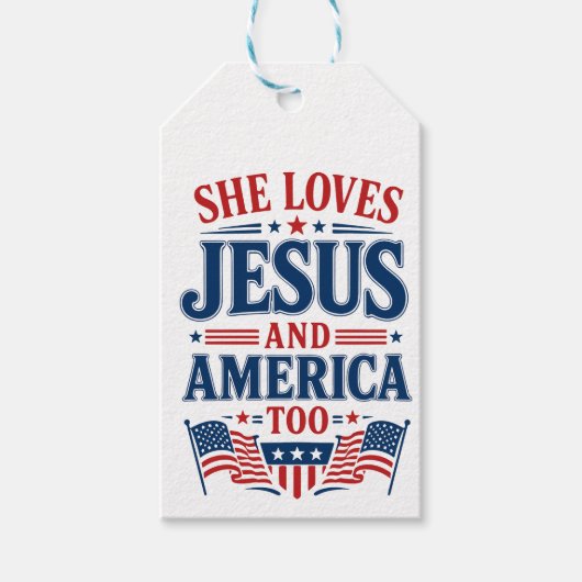 Ze houdt ook van Jezus en Amerika Cadeaulabel (Voorkant)