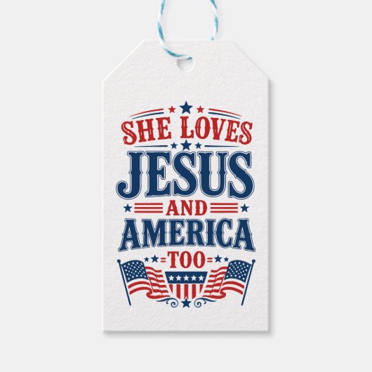 Ze houdt ook van Jezus en Amerika Cadeaulabel (Voorkant)
