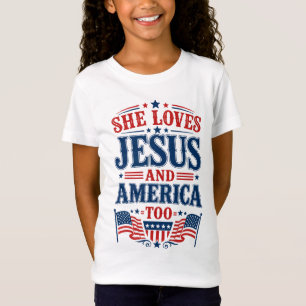 Ze houdt ook van Jezus en Amerika T-shirt