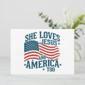 Ze houdt ook van Jezus en Amerika Vlag 4e van de V Kaart (Staand voorkant)
