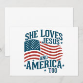 Ze houdt ook van Jezus en Amerika Vlag 4e van de V Kaart (Voorkant / Achterkant)