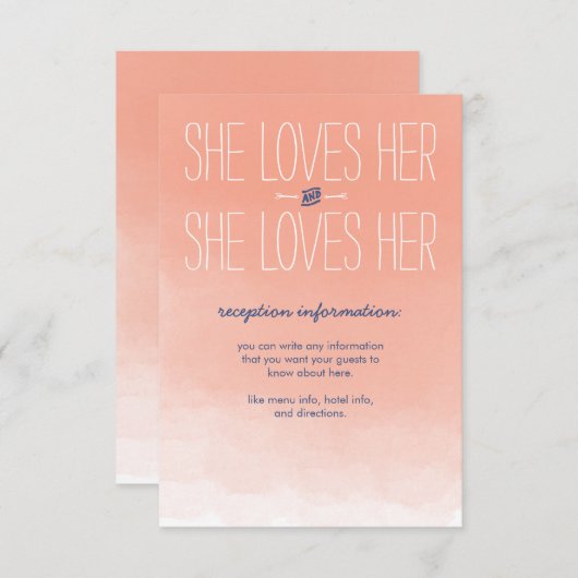 Ze houdt van haar lesbische weddenschapskaart informatiekaartje (Voorkant / Achterkant)