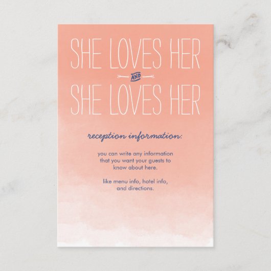 Ze houdt van haar lesbische weddenschapskaart informatiekaartje (Voorkant)