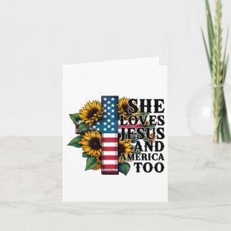 Ze houdt van Jesus en Amerika te vlag Christelijk  Kaart