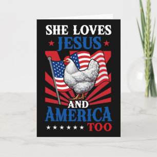 Ze houdt van Jezus en Amerika 4 juli VS-vlag Ch Kaart