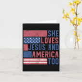Ze houdt van Jezus en Amerika ook 4 juli Patrio Kaart (Gele Bloem)