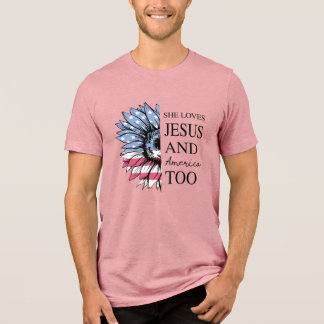 Ze houdt van Jezus en Amerika Ook Onafhankelijkhei Tri-Blend Shirt