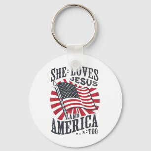 Ze houdt van Jezus en Amerika ook van de Amerikaan Sleutelhanger
