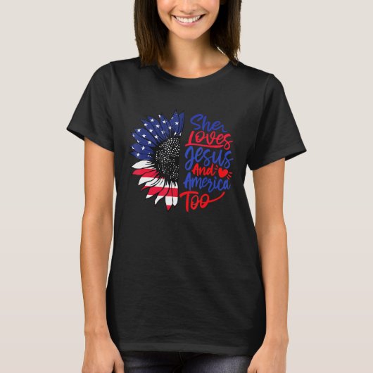 Ze houdt van Jezus en Amerika te 1 T-shirt (Voorkant)