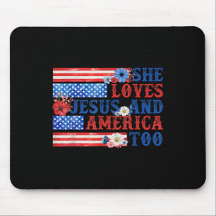 Ze houdt van Jezus en Amerika te Christelijke Amer Muismat