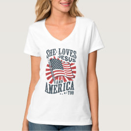 Ze houdt van Jezus en Amerika te patriottisch T-shirt