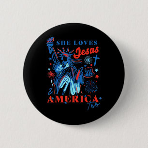 Ze houdt van Jezus en Onafhankelijkheidsdag van Am Ronde Button 5,7 Cm