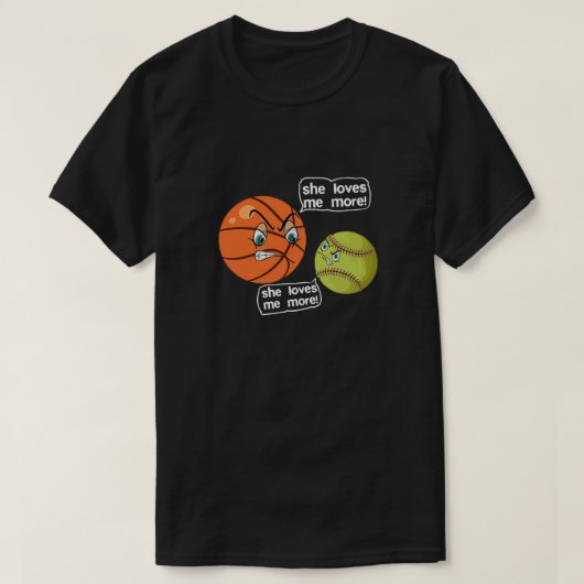 Ze houdt van me Meer softball basketbal product T-shirt (Design voorkant)