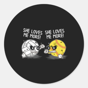 Ze houdt van me meer volleybal softbal sporten ronde sticker