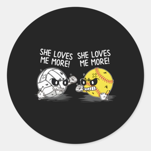 Ze houdt van me meer volleybal softbal sporten ronde sticker (Voorkant)