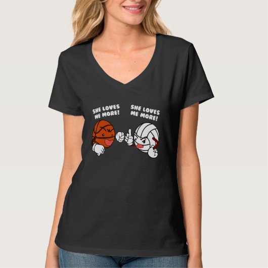 Ze houdt van mij meer basketbalvolleybalspeler t-shirt (Voorkant)