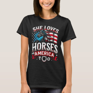Ze houdt van paarden en Amerika ook paardenliefheb T-shirt