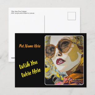 'Ze houdt van Pina Coladas' schilderij op een Briefkaart