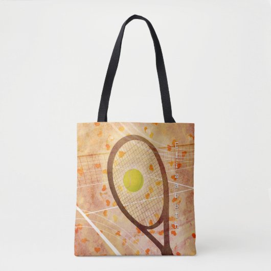 Ze houdt van tennis vrouwen canvas tas w aangepast (Voorkant)