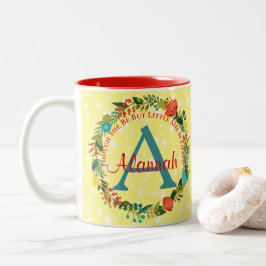 Ze is bruin monogram tweekleurige koffiemok