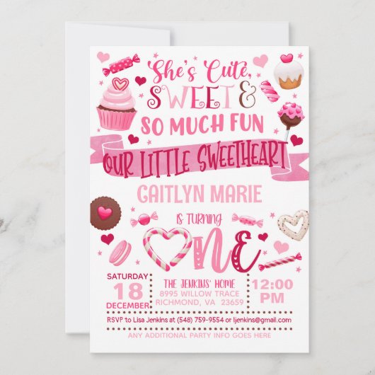 Ze is Cute, ze is zoet en zo leuk als uitnodiging (Voorkant)