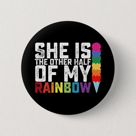 Ze is de andere helft van mijn regenboog lesbische ronde button 5,7 cm (Voorkant)