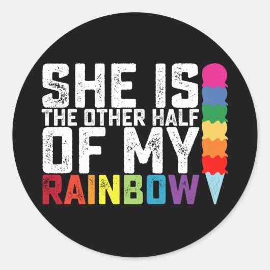 Ze is de andere helft van mijn regenboog lesbische ronde sticker (Voorkant)