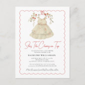Ze is de Cherry On Top Baby shower Invitation Briefkaart (Voorkant)