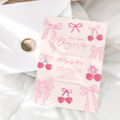 Ze is de Cherry On Top Pink Bow Vrijgezellenfeest Kaart
