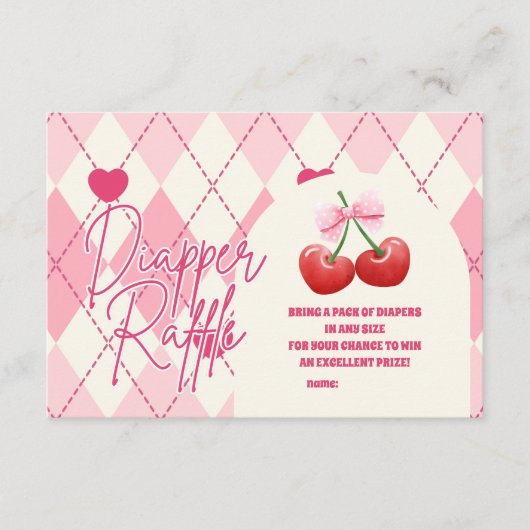 Ze is de Cherry op de top Diapper Raffle Informatiekaartje (Voorkant)