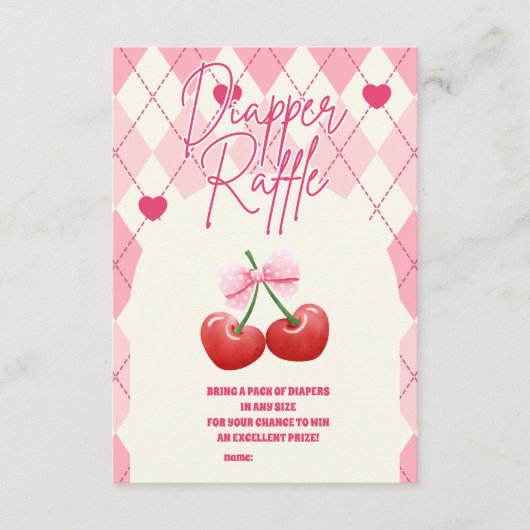 Ze is de Cherry op de top Diapper Raffle Informatiekaartje (Voorkant)