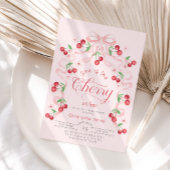 Ze is de Cherry op de top roze boog Baby shower Kaart