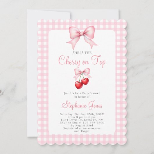 Ze is de Cherry op Top Baby shower Girl Kaart (Voorkant)