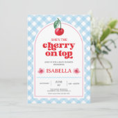 Ze is de Cherry op Top Baby shower Invitation Feestdagenkaart (Staand voorkant)