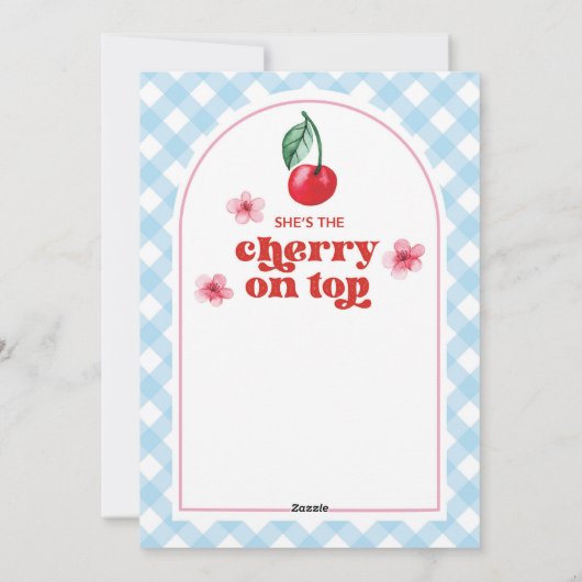 Ze is de Cherry op Top Baby shower Invitation Feestdagenkaart (Achterkant)