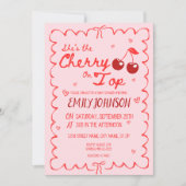 Ze is de Cherry op Top Baby shower Invitation Kaart (Voorkant)
