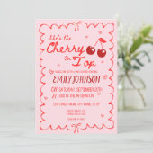 Ze is de Cherry op Top Baby shower Invitation Kaart (Staand voorkant)