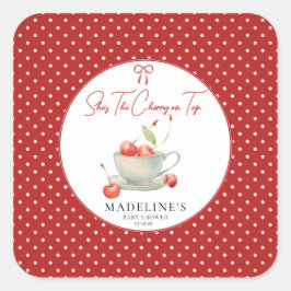Ze is de Cherry op Top Baby shower Sticker
