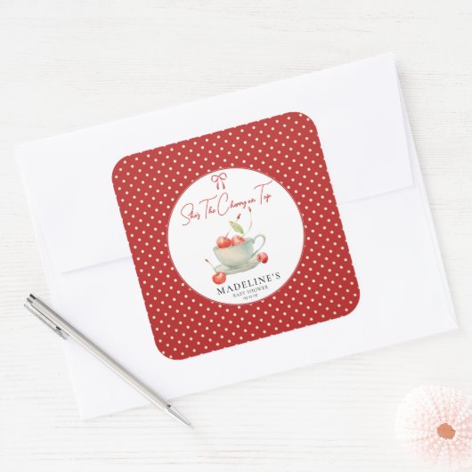 Ze is de Cherry op Top Baby shower Sticker (Envelop)