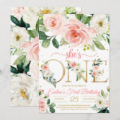 Ze is de eerste verjaardag van één bohemisch meisj kaart (Voorkant / Achterkant)