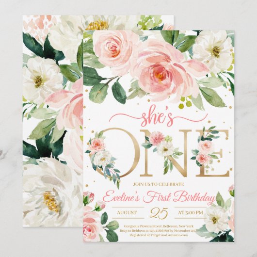 Ze is de eerste verjaardag van één bohemisch meisj kaart (Voorkant / Achterkant)