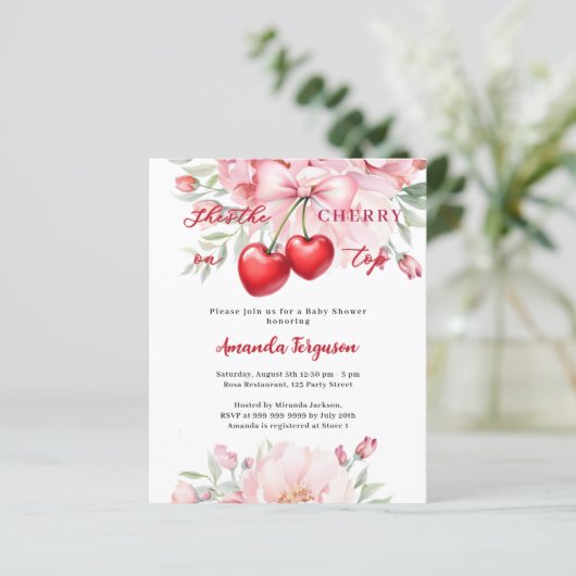 Ze is de kers op de bovenste boeg Baby shower uitn (Staand voorkant)