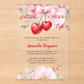 Ze is de kers op de bovenste boeg bloemen Baby sho Acryl Uitnodigingen (Voorkant)