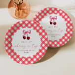 Ze is de kers op de bovenste boeg kersen Baby show Papieren Bordje<br><div class="desc">Dit is een She's The Cherry On Top Bow Cherry Baby shower Paper Borden!</div>