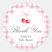 Ze is de kers op de bovenste boog Baby shower Dank Ronde Sticker (Voorkant)