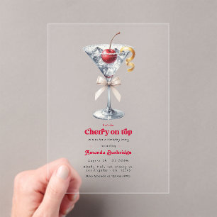Ze is de Kers op de Kroon Acryl Martini Verjaardag Uitnodigingen