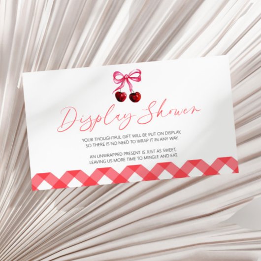 Ze is de kers op de top Baby shower display douche Informatiekaartje